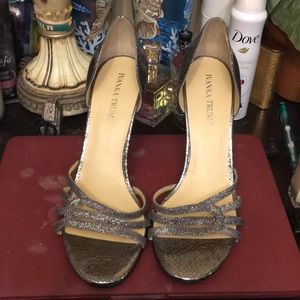 Silver Ivanka Trump kitten heels